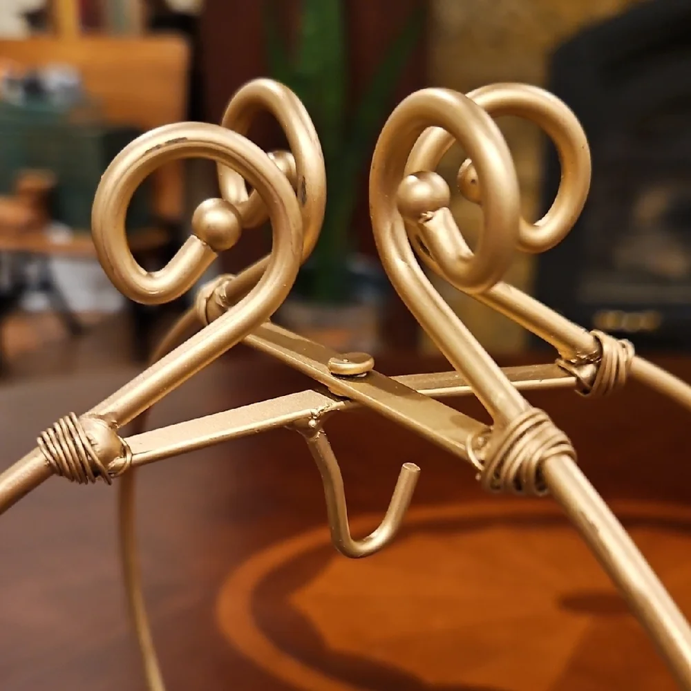 Pier 1 Gold Metal Scroll Ornament Display Stands, Foldable For Storage, Set of 2
